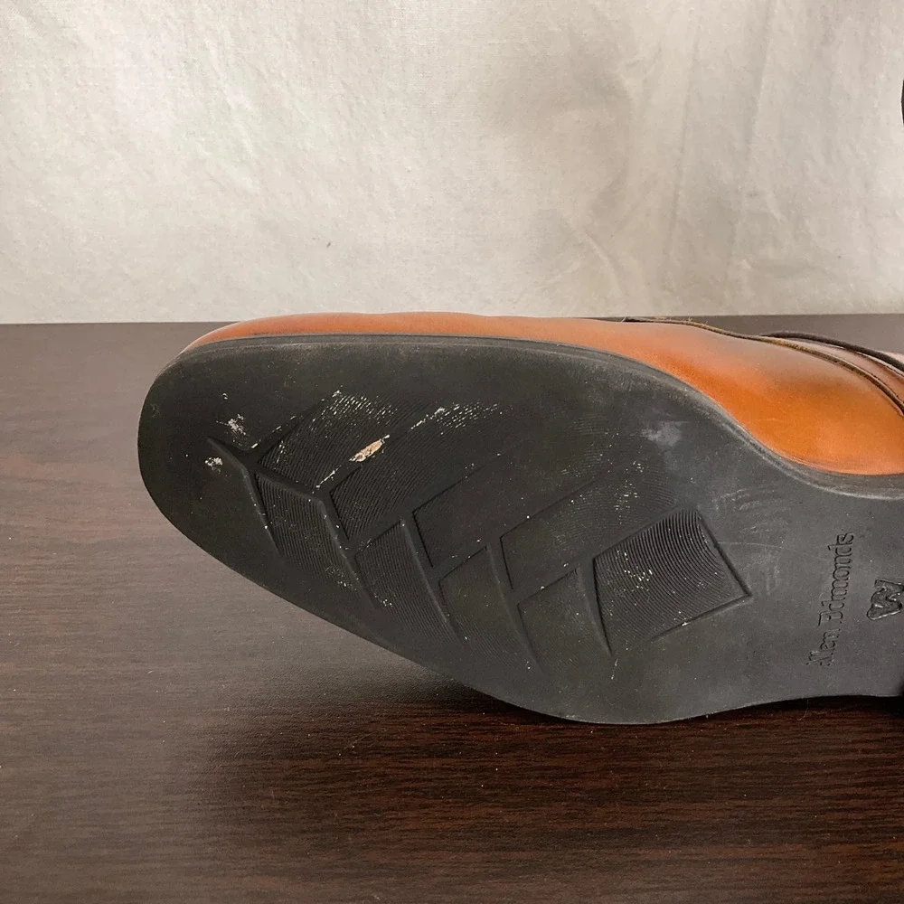 Allen Edmonds‎ Tribeca Shoes Men 9.5D Tan Leather Apron Toe Shoes 16021 USA